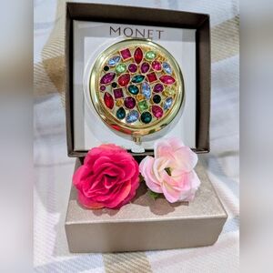 🆕 MONET Gemstone Cluster Gold Compact Mirror